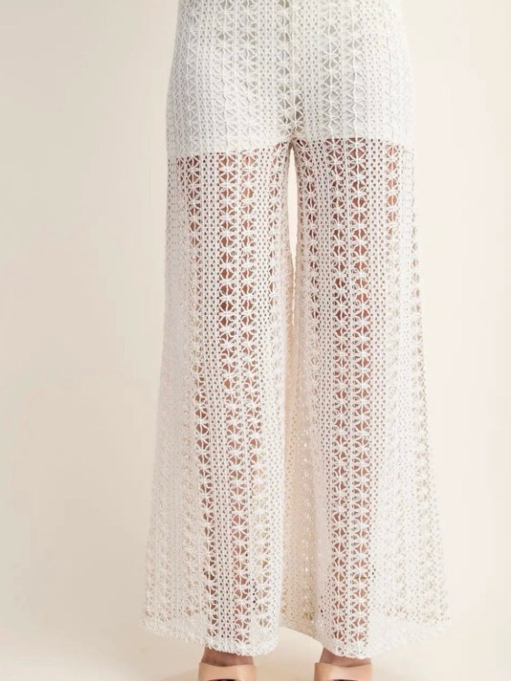 Gigio Airy summer knit pants cream large NEW - Picture 5 of 5